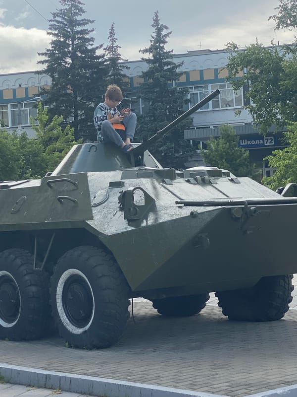 Soviet-era military hardware on open-air display in Novokuznetsk