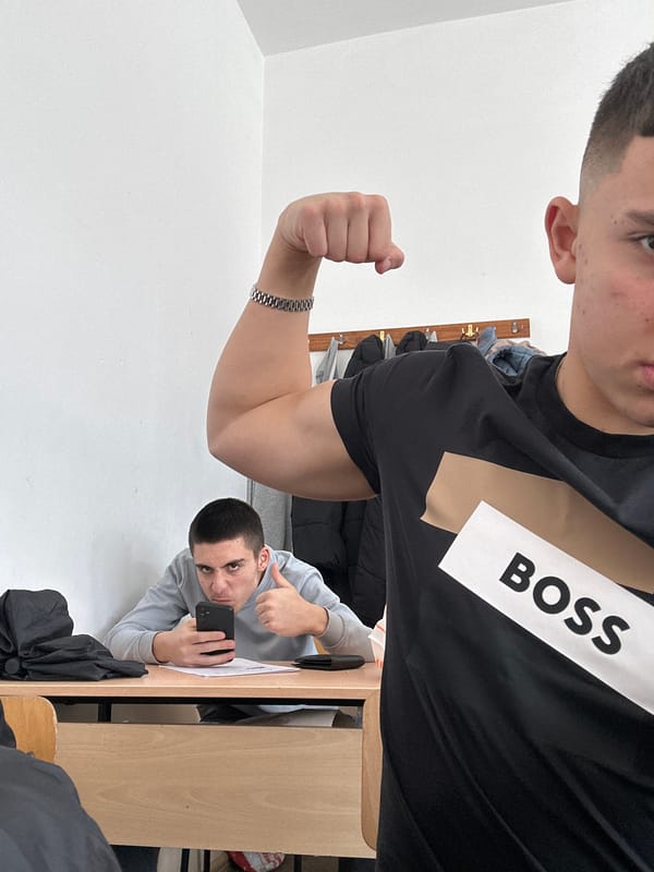 Young men play games, socialize in Zlatograd classrooms