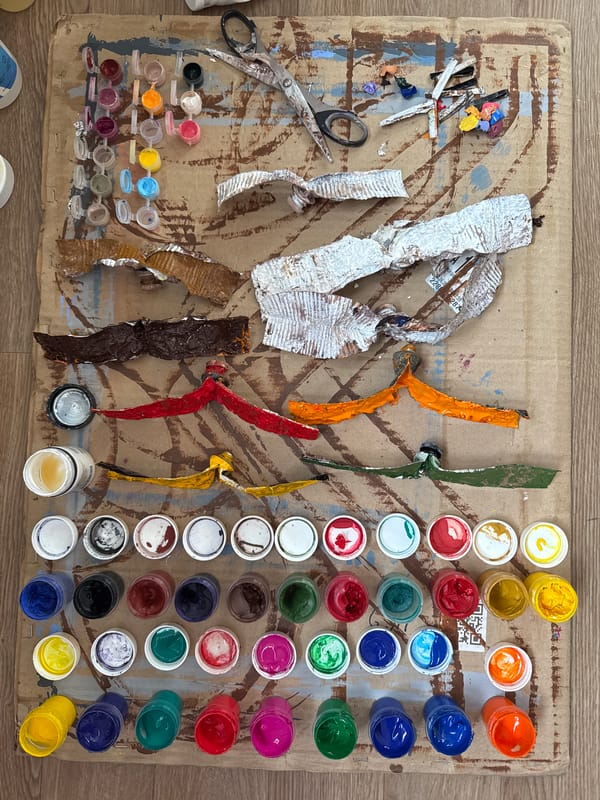 Artist's messy workspace documented in Moscow