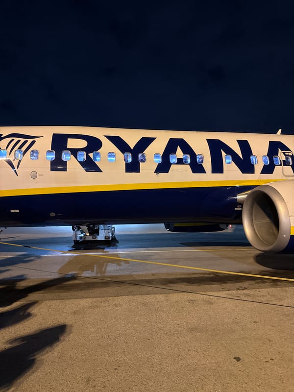 Ryanair passengers disembark during night arrival in Sofia