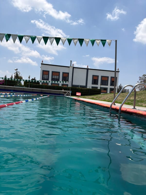 Swimming pool with lane dividers observed in San Andrés Cholula
