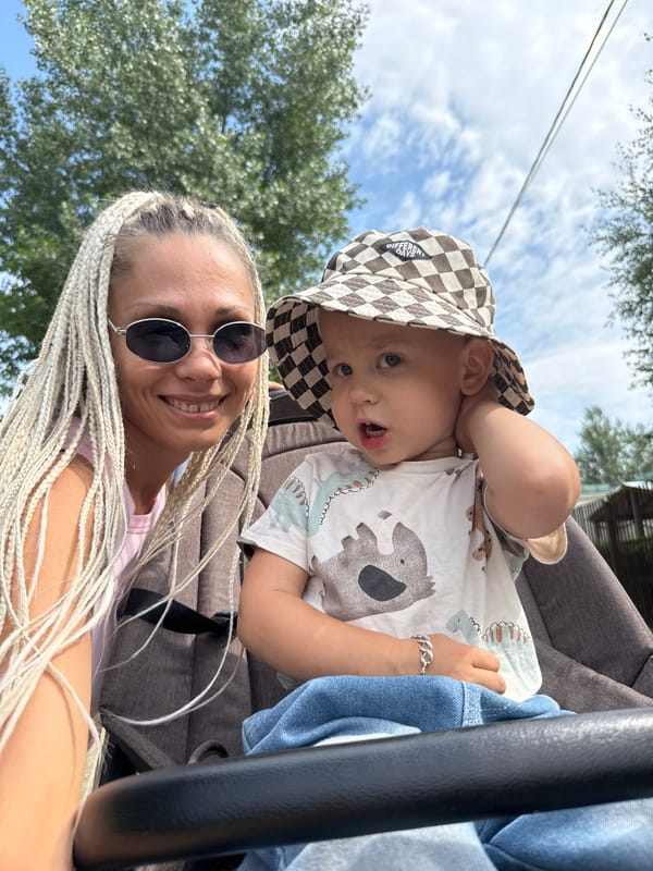 Outdoor stroller outing in Rusanovo on a July morning
