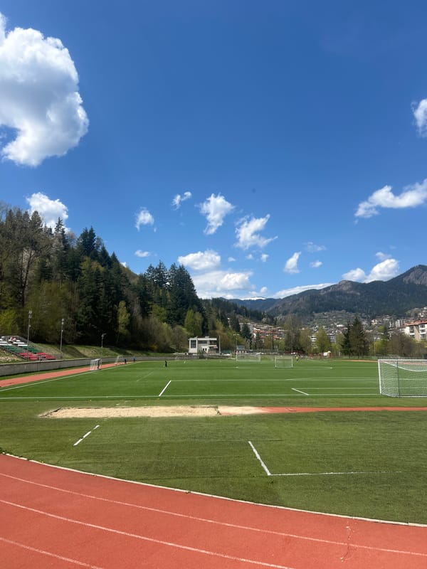 Sports complex documented in Smolyan, Bulgaria under sunny skies