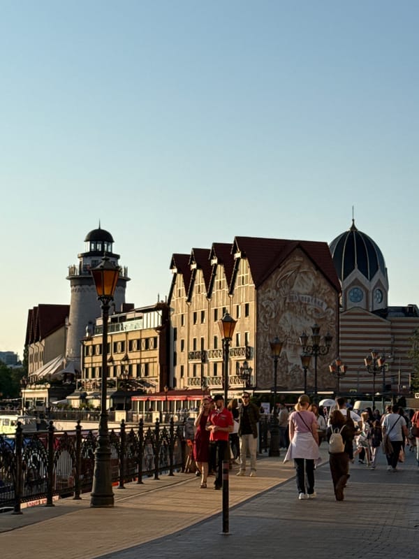 Sunny day at Kaliningrad's Fishing Village waterfront