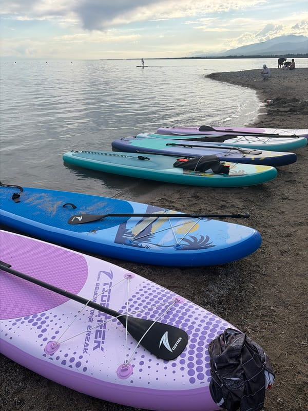 Paddleboarding, beach games, and rural mountain life
