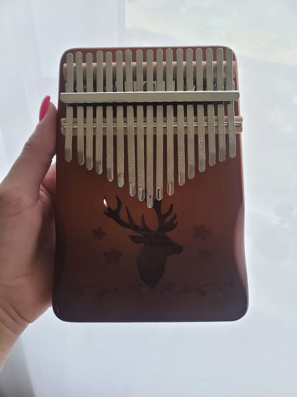 Decorated deer-motif kalimba played in Sayanogorsk
