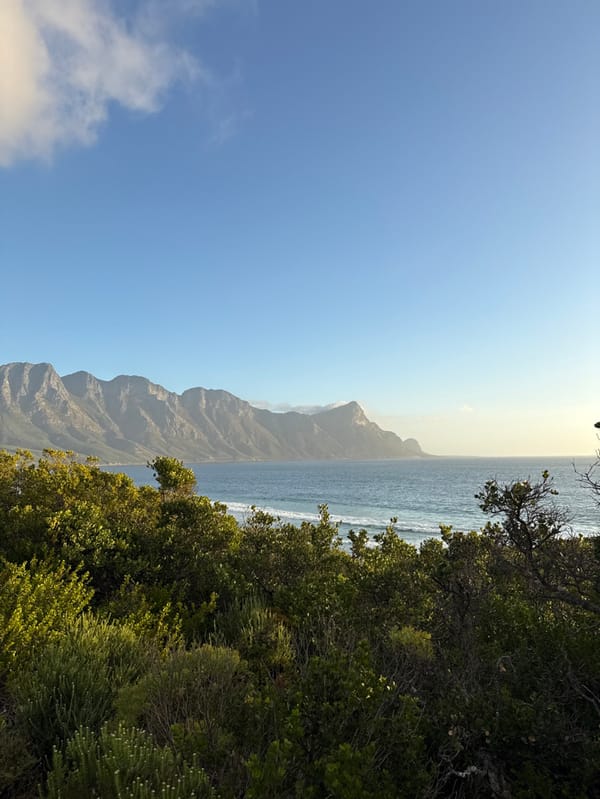 Women celebrate in Cape Town ocean waters amid scenic coastal views