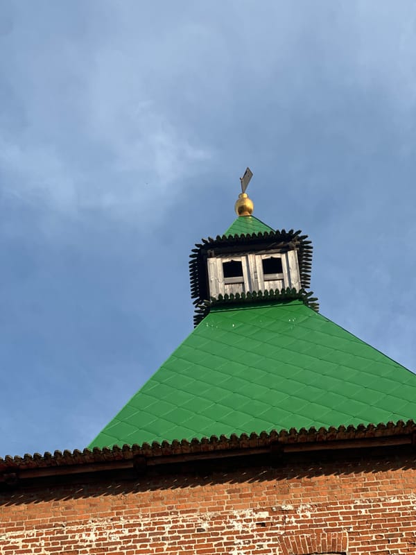 Sunny afternoon around a chapel and park in Nizhny Novgorod