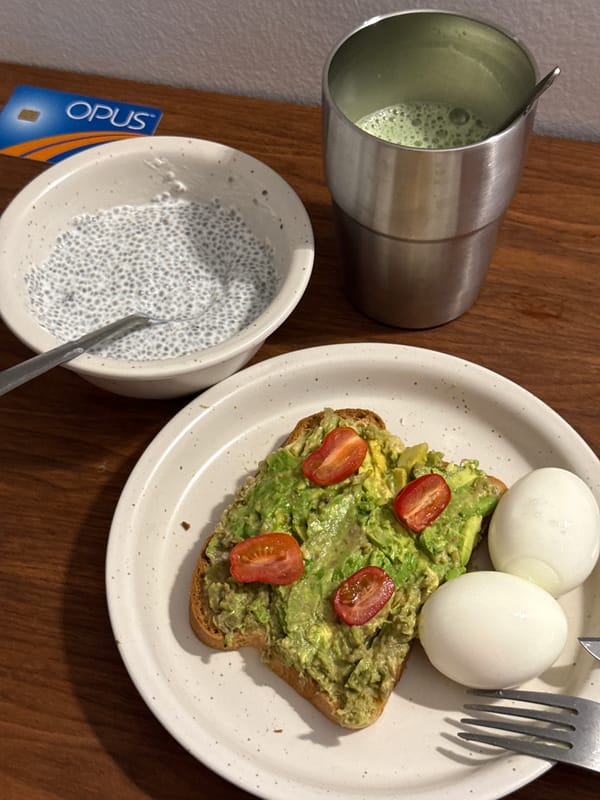 Avocado toast breakfast documented in Montreal