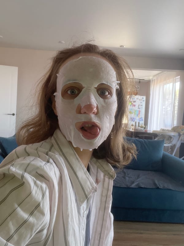 Woman documents facial mask skincare routine in rural Russia