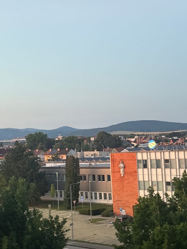 Clear afternoon in Piešťany, hot air balloon included