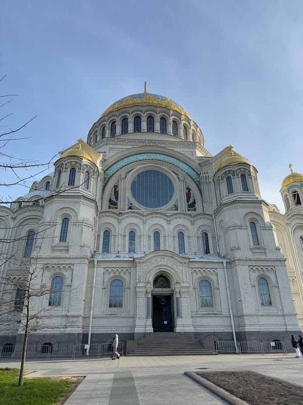 Naval Cathedral photographed by witnesses in Kronstadt, Russia