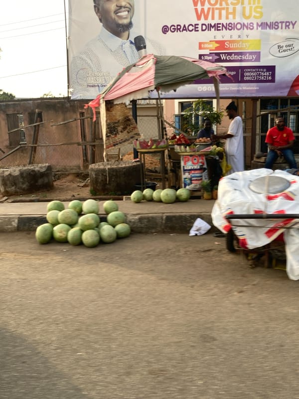 Roadside watermelon vendor operates in Jos, Nigeria