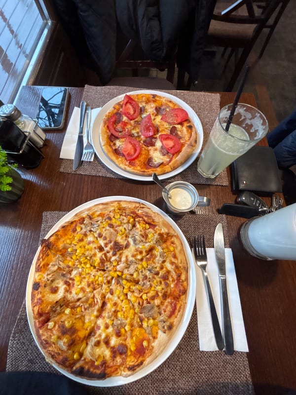 Pizza meal documented at Smolyan restaurant