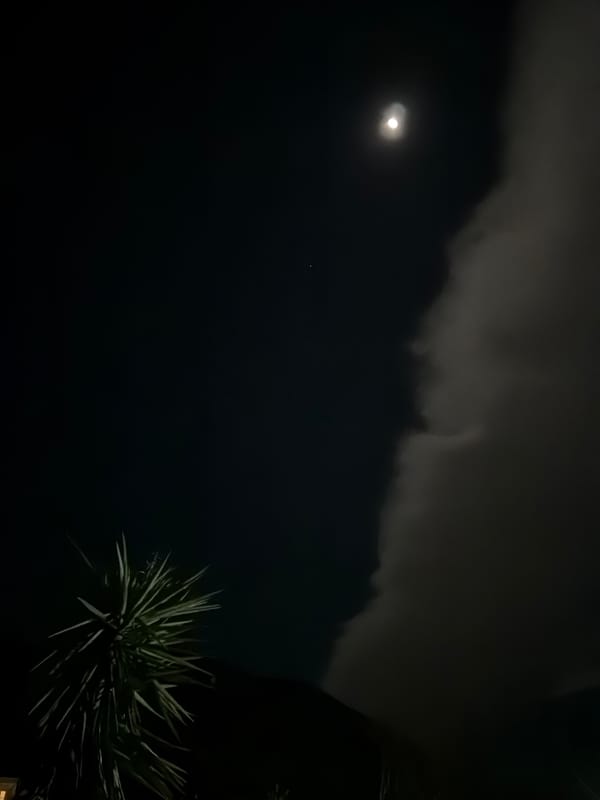 Nighttime moon and construction light documented in Budva