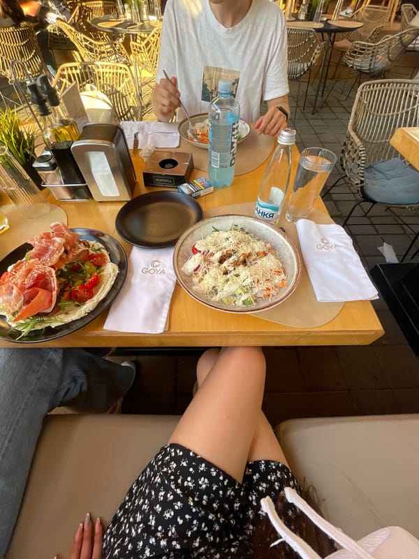 Afternoon dining captured at Goya restaurant in Pazardzhik