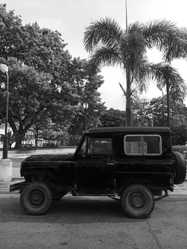 Vintage vehicles and street life documented in Montalbán, Venezuela