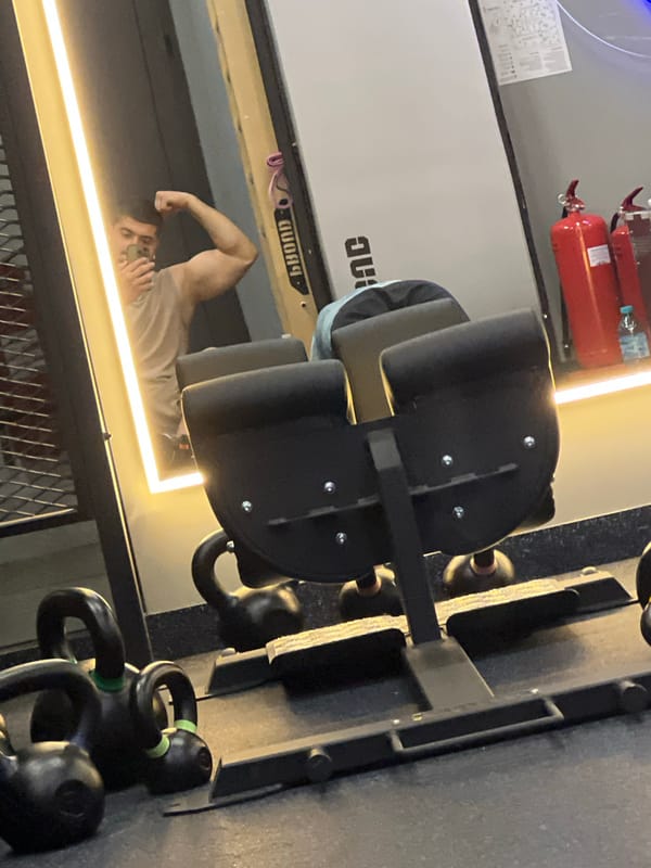 Man poses at gym equipment in Burgas, Bulgaria
