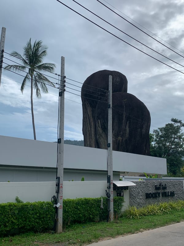 Dark rock formations photographed in Baan Lamai, Thailand