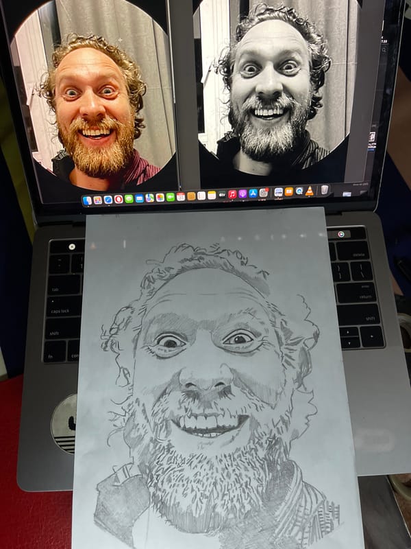 Artist creates portrait sketches using digital references in Jos
