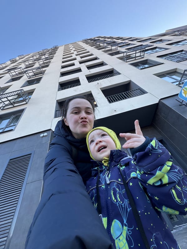 Mother and toddler enjoy outdoor walk in Izhevsk