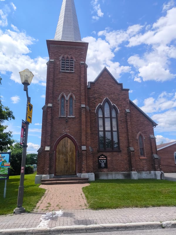 Historic churches in Hawkesbury captured from multiple street-level angles