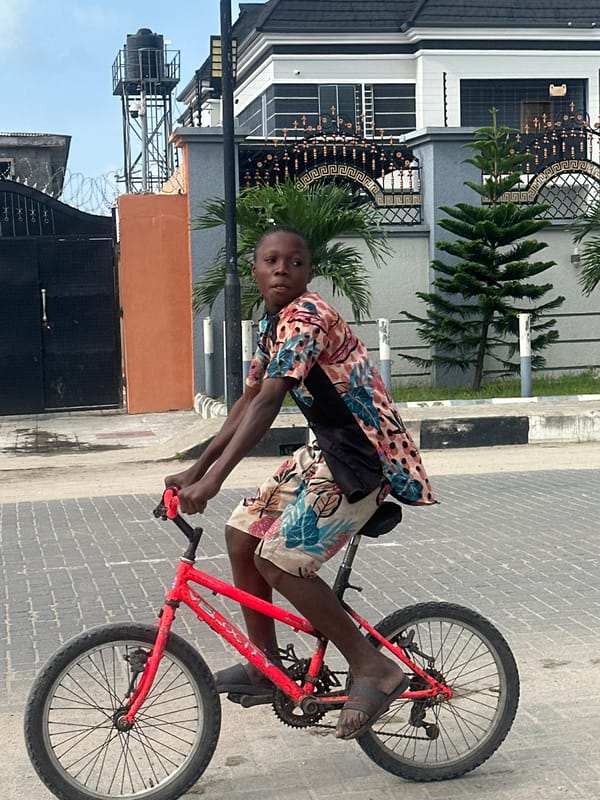Quiet morning street life along a Badagry road