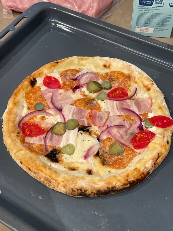 Pizza and sunset captured in afternoon Krasnoyarsk moments