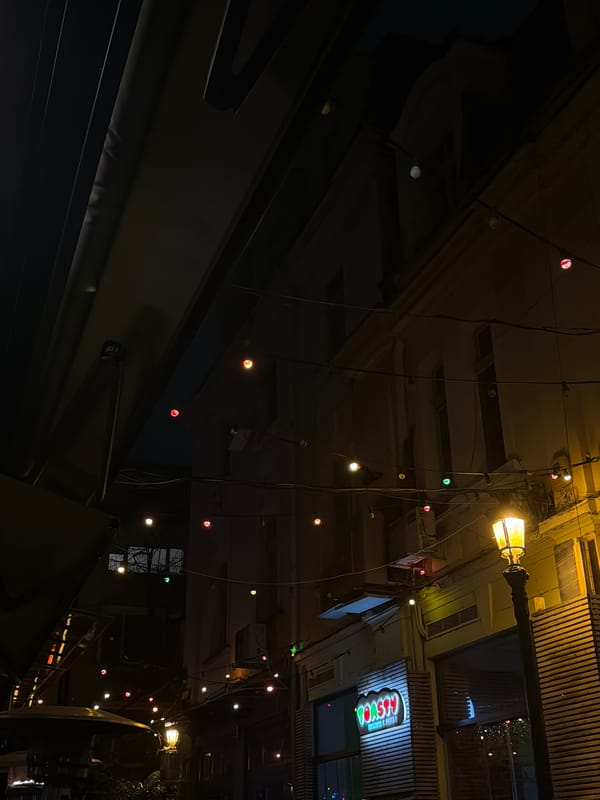 Evening dining scene with lights, heater observed in Plovdiv