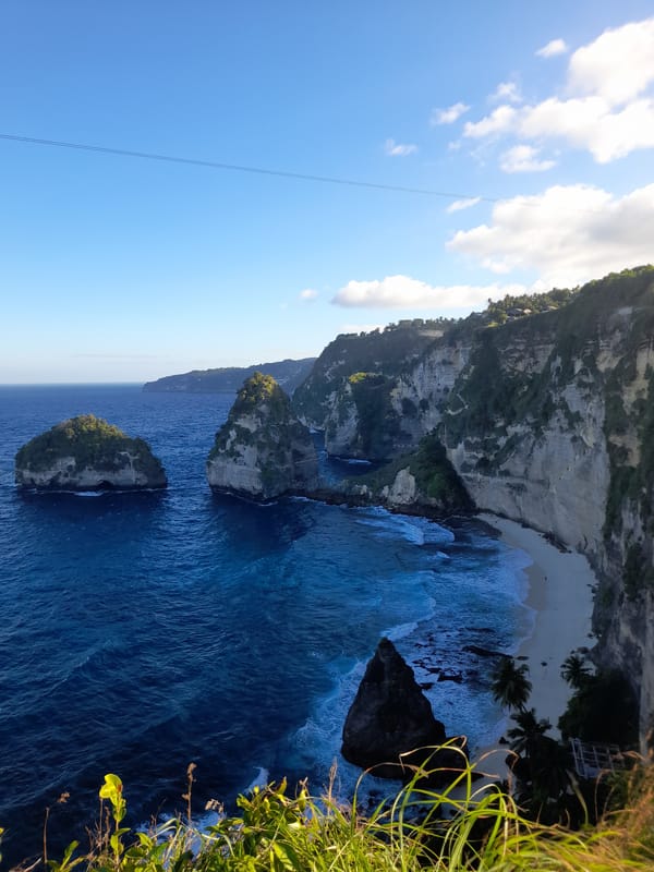 Morning journey captures coastal cliffs, rural roads, temple visits