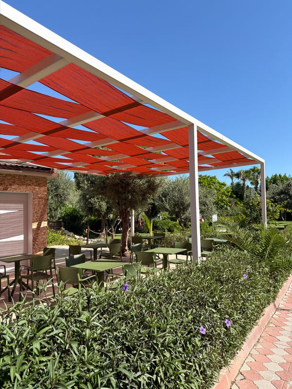 Morning at a Kemer beach resort, grounds and dining included