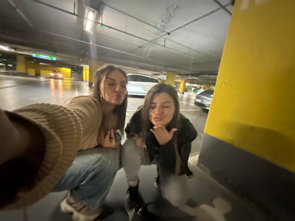 Two women share evening meal and photos in Sofia