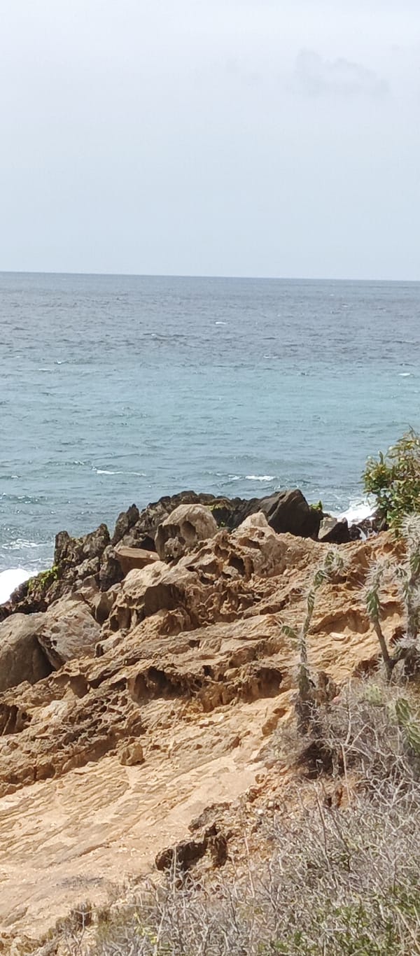 Rugged arid coastline meets turquoise Caribbean Sea in Altagracia