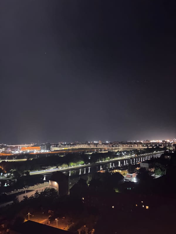 Nighttime panoramic views captured across Kaliningrad cityscape