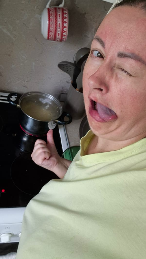 Morning selfie session captured in Kemerovo kitchen routine