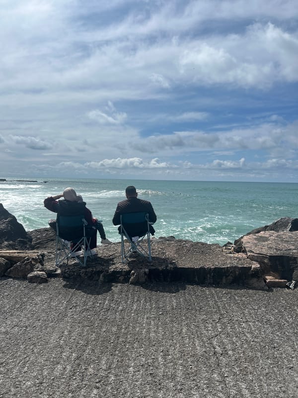 Person spotted on coastal cliffs in Rabat, Morocco