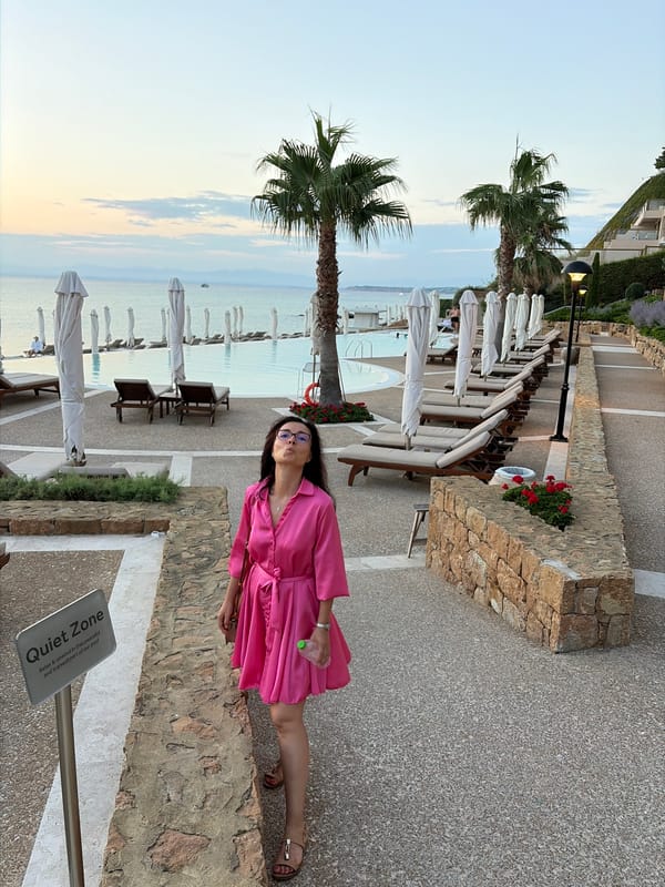 Poolside and beach moments at a Kassandra resort