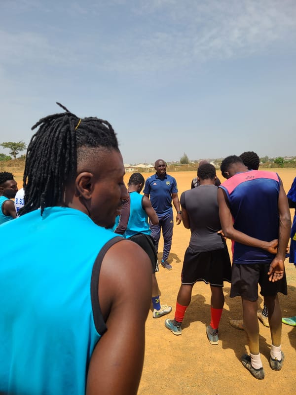 Athletes gather for training session in Nigerian village
