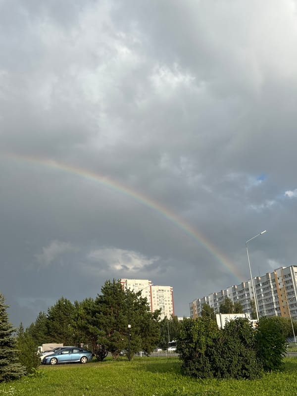 Rainbow over Naberezhnye Chelny after summer rain
