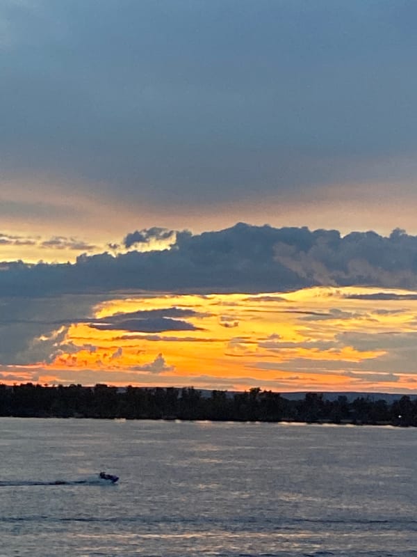 Volga River sunset lights up the Samara skyline