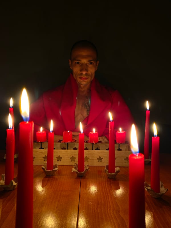 Evening scenes documented in Pleven: candles indoors, woman walking