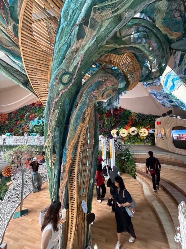 Bangkok mall's towering organic art installation fills the atrium