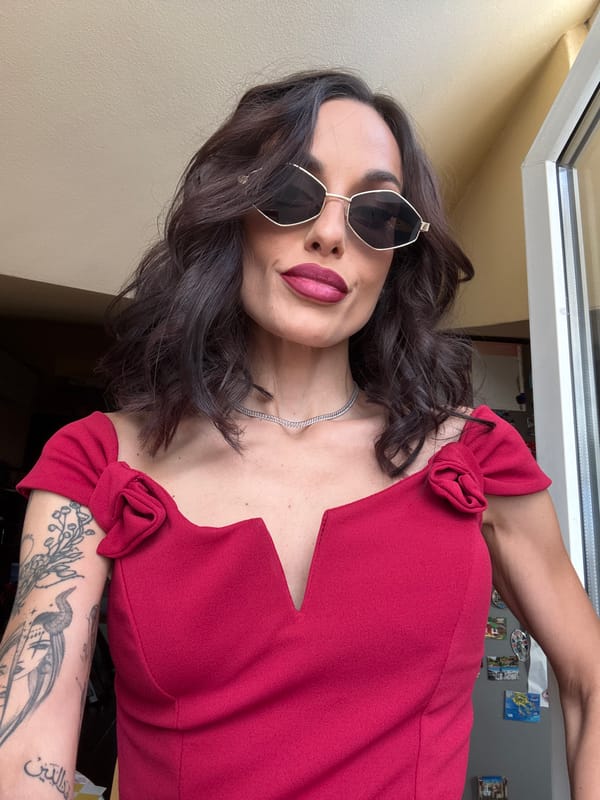 Woman photographed in multiple outfits in Pleven, Bulgaria