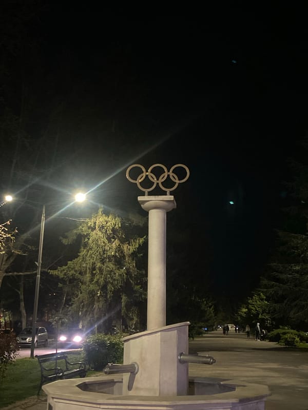 Monument with Olympic rings symbol spotted in Subotica, Serbia