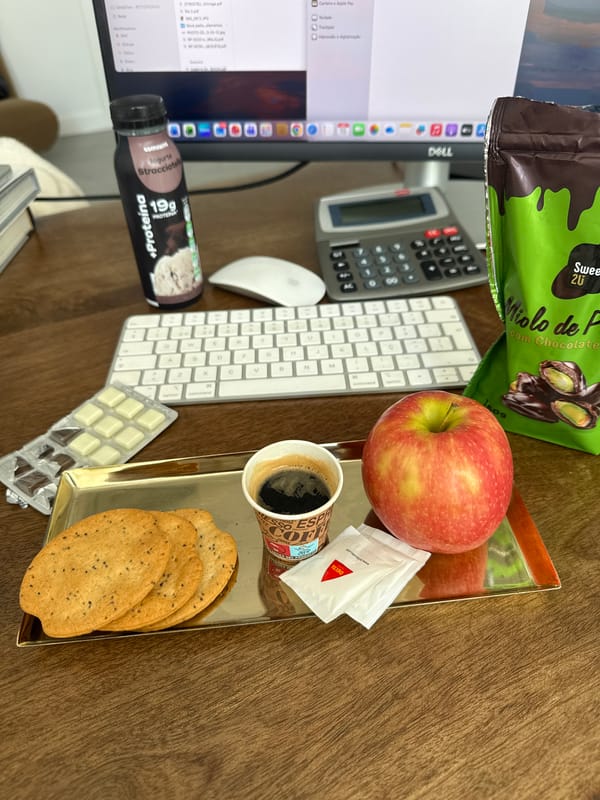 Office worker enjoys protein yogurt break in Torres Vedras