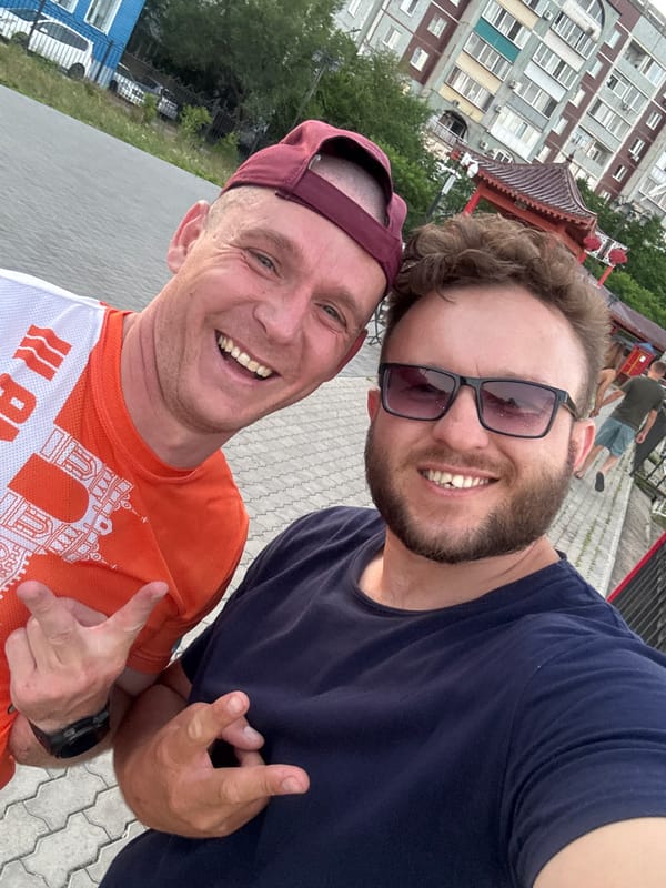 Selfie moment on a Blagoveshchensk promenade, June 2026