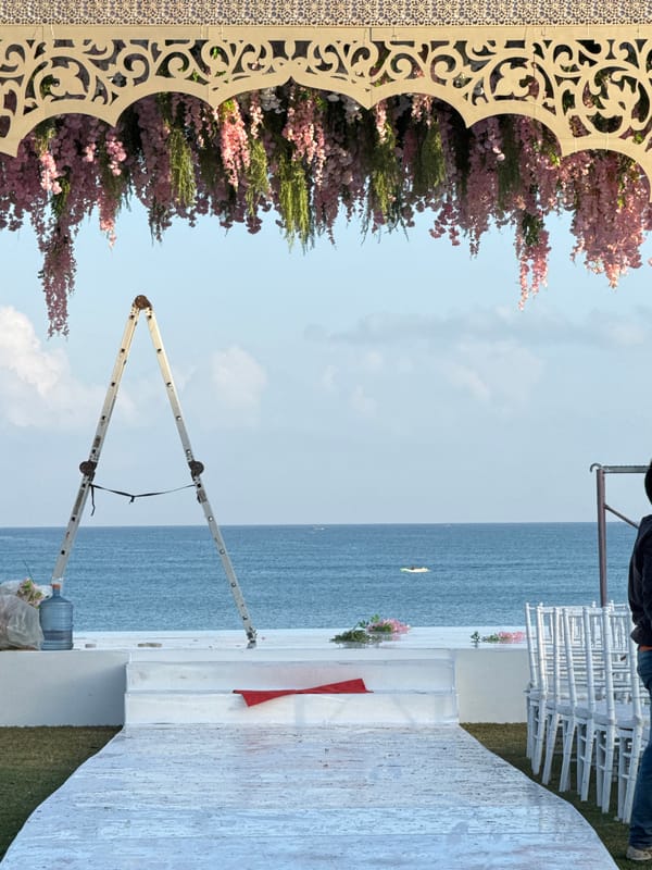 Beachfront resort life and a wedding setup in Kuta Selatan