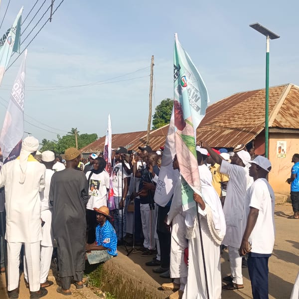 Political rally draws crowds in white attire in Akwanga