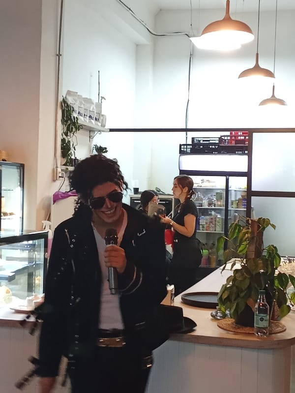 Michael Jackson impersonator performs at Santiago cafe