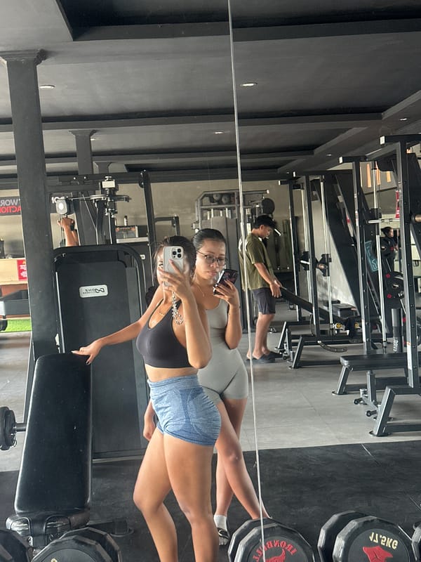 Women exercise, take gym selfies in Sukawati, Indonesia